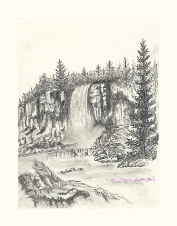Waterfall in Charcoal